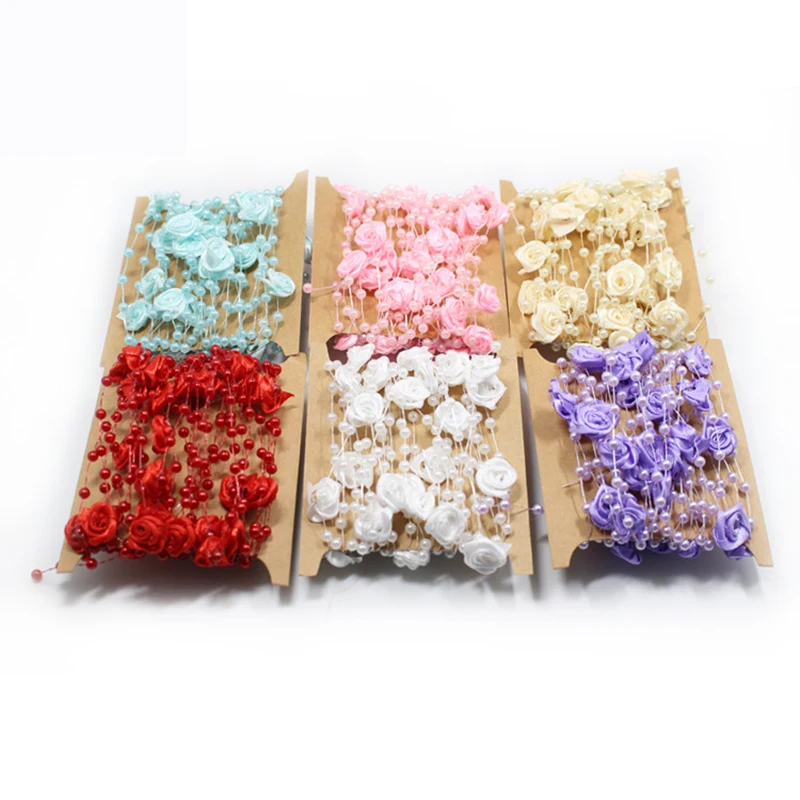 4mm 5M/bag Fishing Line Fake Flower ABS Pearls Beads Chain Thread Trim For DIY Garland Flowers Wedding Party Decoration Supplies