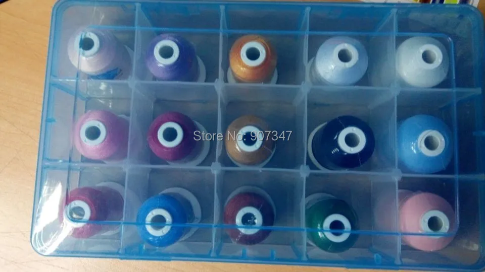 embroidery thread 15 popular colors gift thread kit includes glow in the dark embroidery thread 3 cones, 1000 meters each