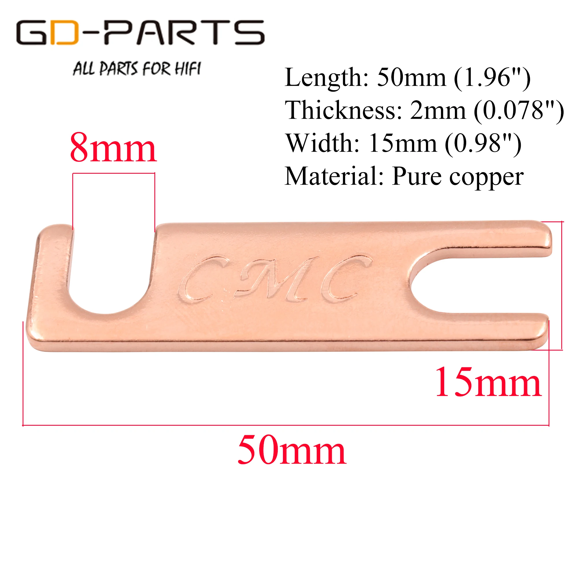 CMC Pure Copper Parallel Connection Plate For HiFi Audio Speaker Binding Post SP1-CU 50x15x2mm 2PCS