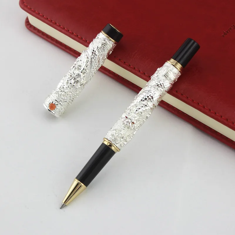 JINHAO Gary Silver gold 5 colour Two Dragon Play Pearl Dragon Carved Rollerball pen luxury school Office Stationery writing pen