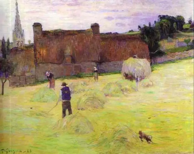 

High quality Oil painting Canvas Reproductions Haymaking in Brittany (1888)by Paul Gauguin hand painted