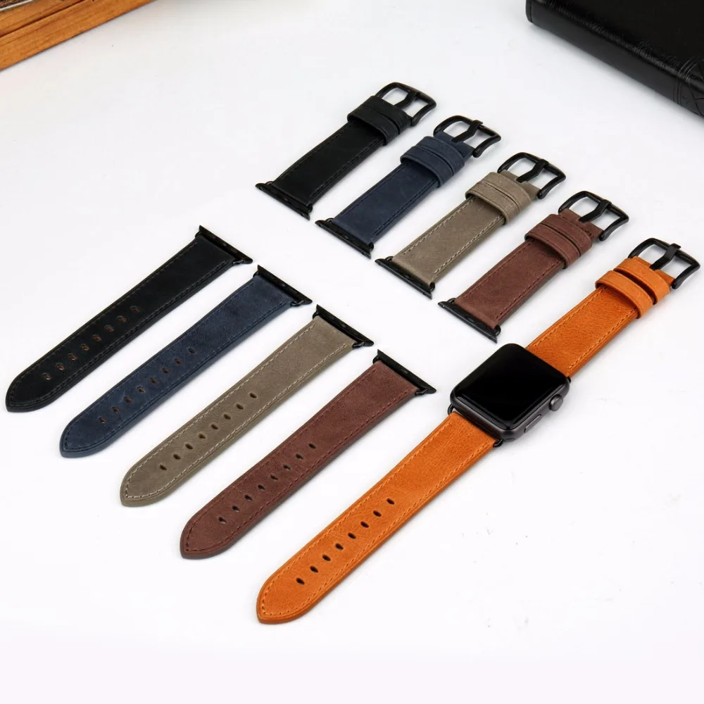 High Quality Leather Strap For Apple Watch Band 45mm 41mm 44mm 40mm Series 9 8 7 6 SE 5 iWatch Watchband