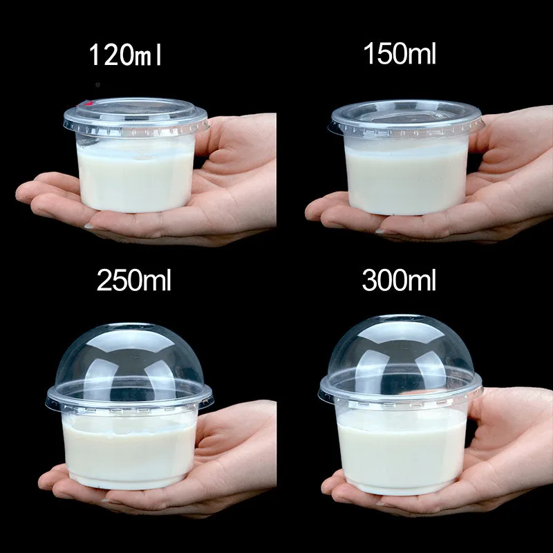 50pcs Disposable Plastic Pudding Cup With Lid Small Containers Dessert Box Wedding Party Birthday 1/2/3/4/5/6/8/10oz