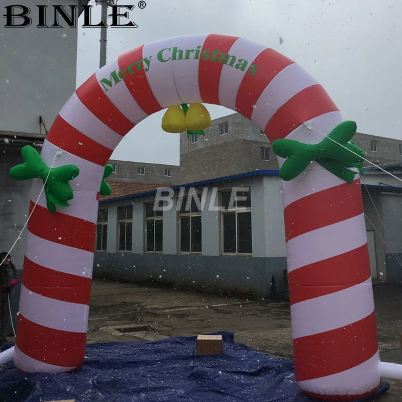 

Custom red and white strips promotional Oxford event christmas inflatable archway arch gate for outdoor decoration