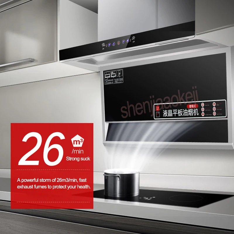 غطاء فوق البوتاجاز لإخراج الأدخنة الحسية الجسدية اللمس من نوع LCD طباخ هود الجانب العلوي مزدوجة شفط نوع كبير شفط غطاء فوق البوتاجاز لإخراج الأدخنة 220 فولت 240 واط 1 قطعة