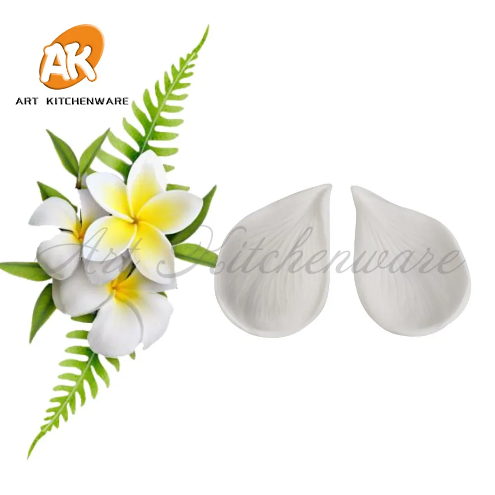 

2PCS Frangipani Petals Veiner Silicone Mould Cake Decorating Fondant Impression Flower Mold Sugarcraft Cake Tool