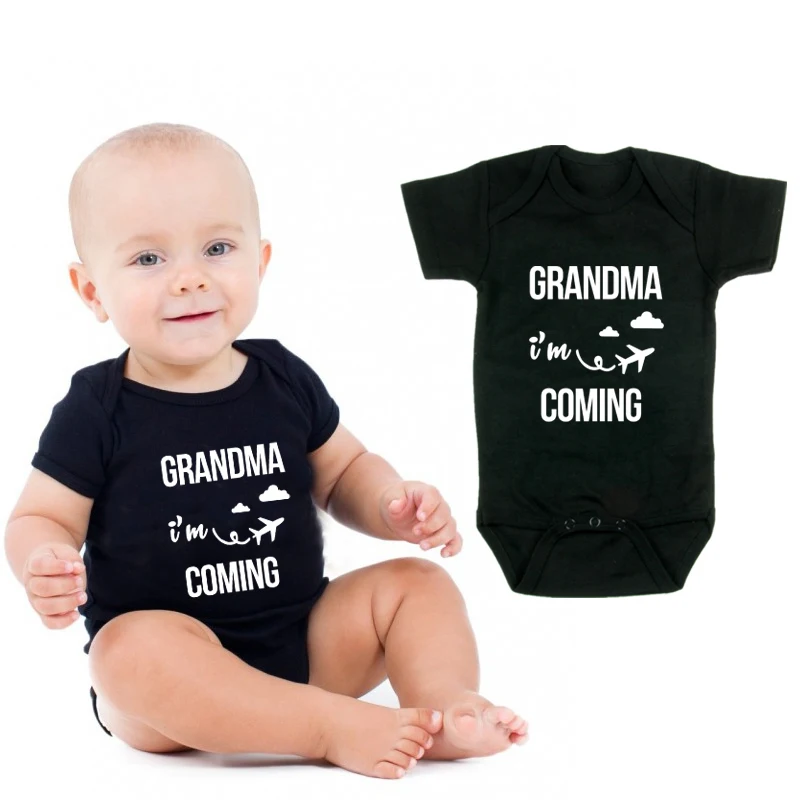 

Baby's First Grandma Visit Baby Bodysuit Summer Cotton Baby Boy Girl Onesie Letters Short Sleeve One Piece Clothes