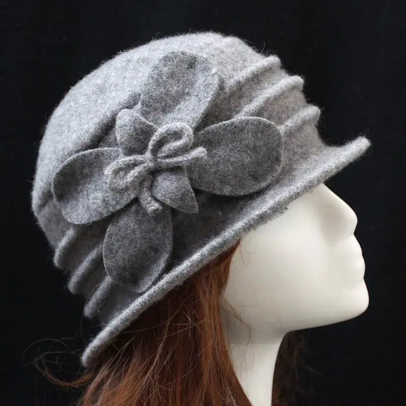 2024 New Dome Fedora Middle aged ladies Wool Hat Mom Hats in Autumn and Winter Warm Cap Free shipping