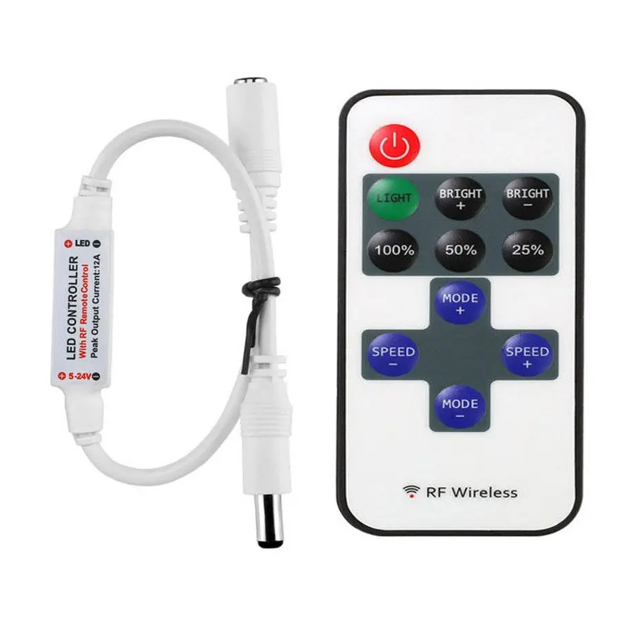 Controle de intensidade de luz led colorido cor única dc 11 teclas mini controle remoto sem fio para tira de led