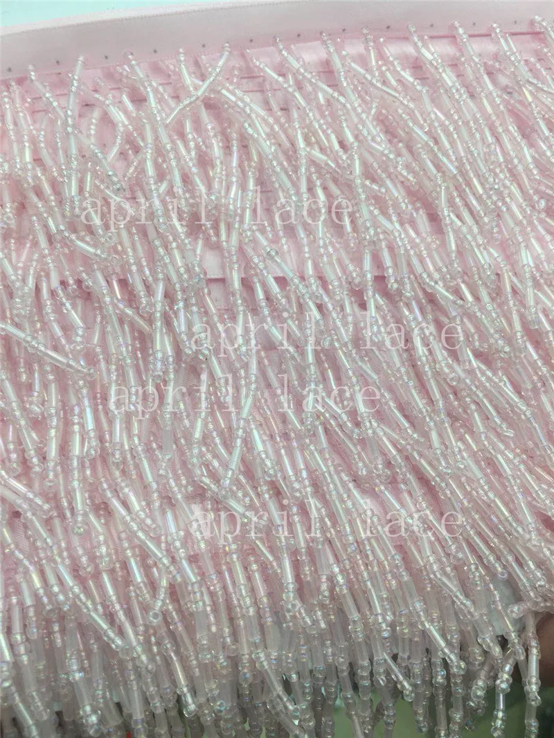 DX019#  10 yards /bag 4 cm width light pink  color lovely  beads ribbon fringe tassel for garment/decorative/wedding dress