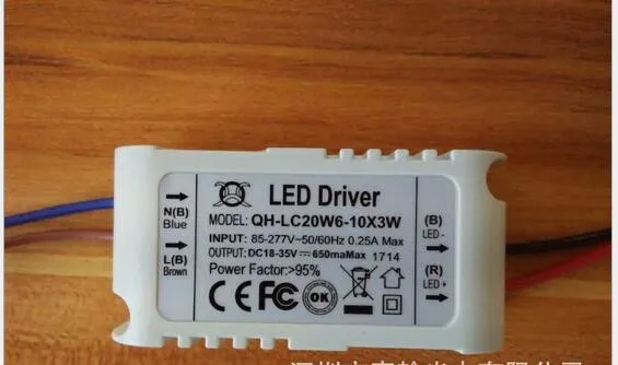 

DHL 50 pieces LED 6-10X3W outside 7*3W 8*3W 9*3W 10*3W external led driver for down lamp ceiling lamp