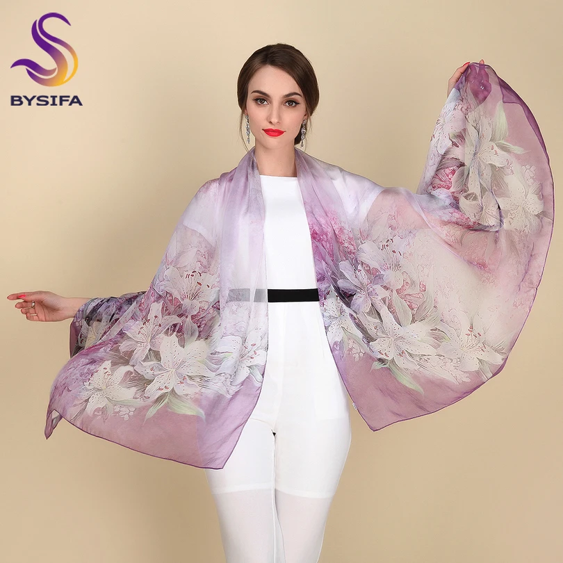 2016 Autumn Winter Long Silk Scarf Shawl Fashion Female Long 100% Mulberry Silk Scarf Summer Thin Silk Chiffon Beach Scarf Wraps