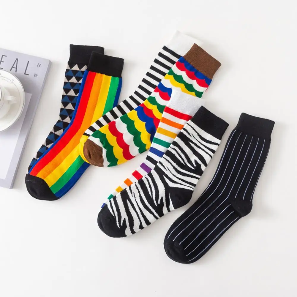 Japanese Cute rainbow Funny Socks Stripe zebra rhombus Socks Women Animal Harajuku Meias Calcetines Mujer Divertidos Sox