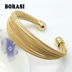 Never Fade Stainless Steel A Lot Of Twisted Wire Bracelets Bangles Gold / Rose Gold / Silver Color Women's Fashion Jewelry