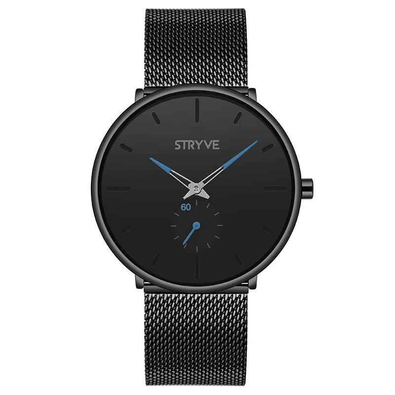 STRYVE 9501 Fashion Men\'s Watches Top Brand Luxury Quartz Watch Casual Slim Mesh Steel Waterproof Women Watch Relogio Masculino