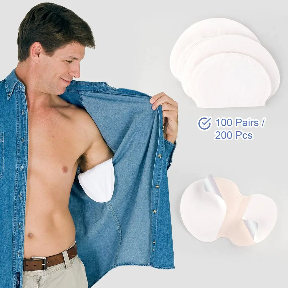 200pcs 100pairs Disposable Underarm Sweat Pads for Clothing Anti Sweat Armpit Absorbent Pads Summer Deodorants Shield Stickers