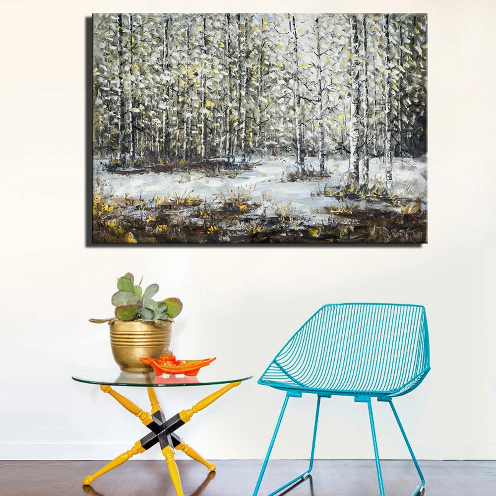 

Abstract Winter Trees Paintings Print On Canvas Big Size Unframed Classical Style Winter Snow View Canvas Prints Home Decor