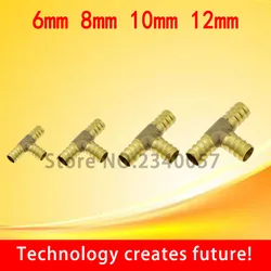 10Pcs 6mm 8mm 10mm 12mm BRASS T Hose Joiner Piece 3 WAY Fuel Water Air Pipe TEE CONNECTOR