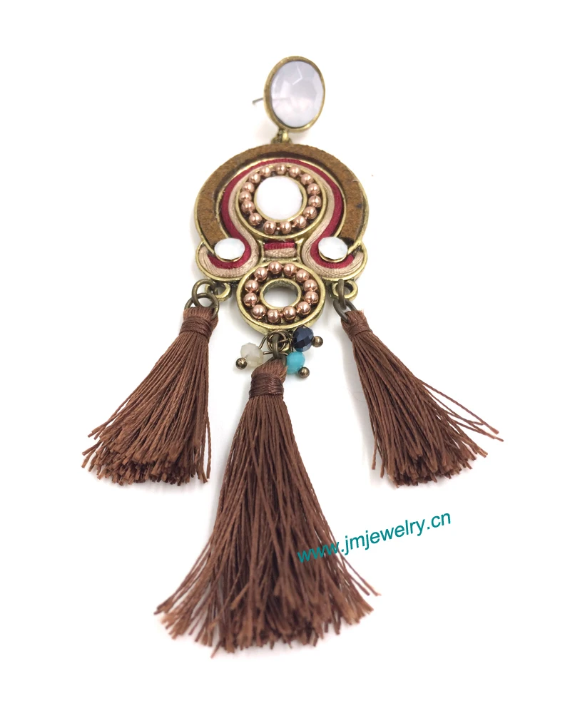 wholesale handmade Ethnic jewellery vintage dangle earrings with  tassel summer style nickel free earrings