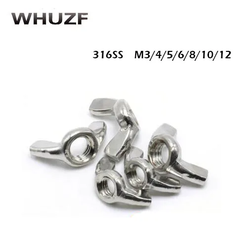 2018 New Stainless Steel Rod 316 Grade M3 M4 M5 M6 M8 M10 M12 Serise Stainless Steel Hand Tighten Nut Butterfly Ingot Wing