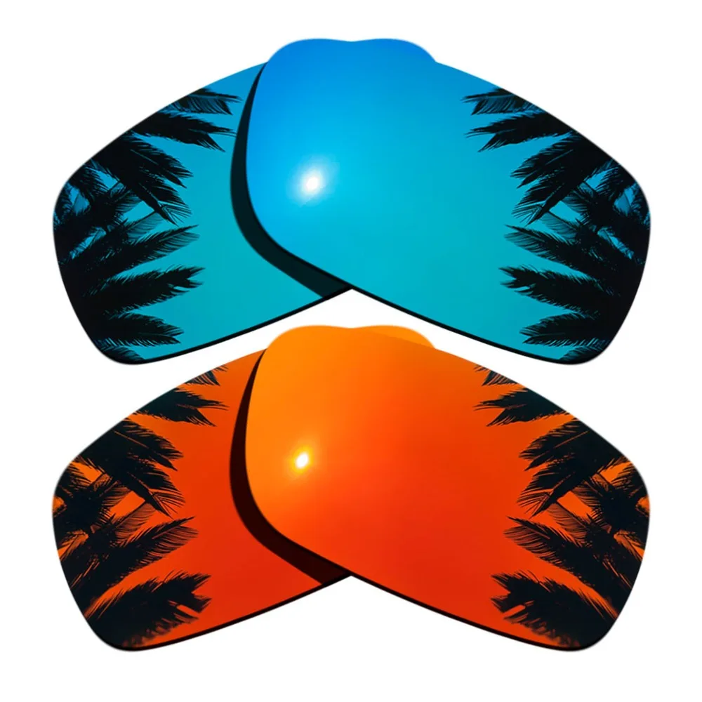 

(Ice Blue Mirrored+Orange Red Mirrored Coating) 2-Pairs Polarized Replacement Lenses for Crankshaft 100% UVA & UVB Protection