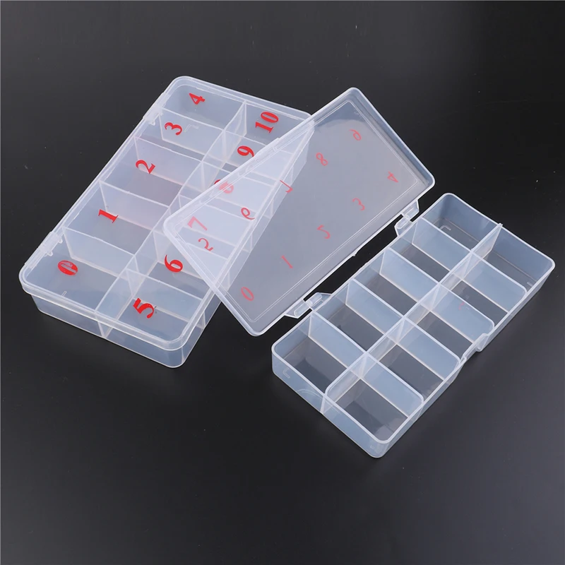 10/11 Cells Natural Translucent Plastic Fake Nail Art Tips Case Manicure Nail Tool False Nail Art Tips Box Acrylic Storage Case