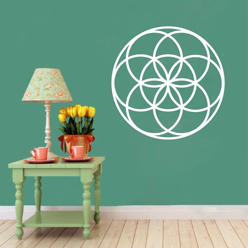 بذور الحياة الروحية الجدار ملصق مائي الهندسة المقدسة ملصق فينيل على شكل هندسي مجردة الشارات الرئيسية ديكورات للحائط