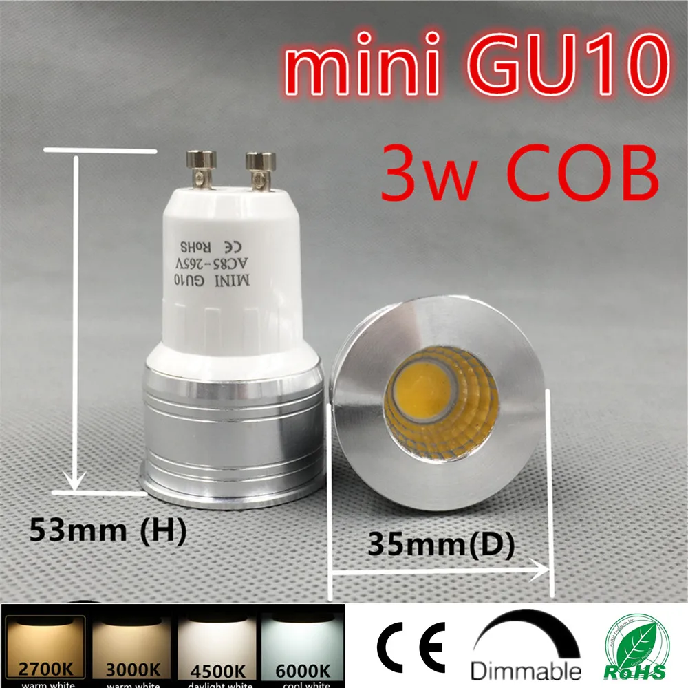 Led лампочка мини гу10 35мм полилюминесцентная лампа 3w может регулировать свет 110v 220v 240v 12v Mr16 Mr11 гостиная столовая лампа