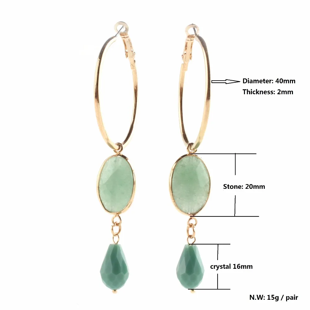 Drop Earrings Bohemia Crystal Earrings for Woman Natural Copper Brand Fashion Stone Long Earrings