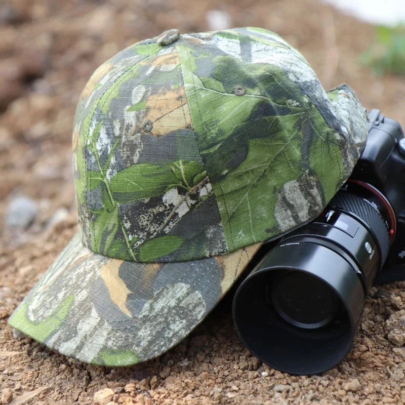 Outdoor Fishing Hunting Sun Shade Sunscreen Cap Bird Watching Photography Hunting Caps Leaves Bionic Camouflage Baseball Hat