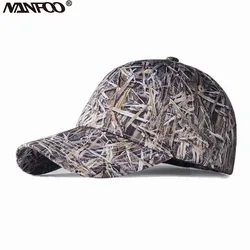 Outdoor Waterproof Bionic Camouflage Hunting Hat Sunshade Reed Bulrush Camo Fishing Hat Breathable Hiking Peaked Cap Cotton Hat