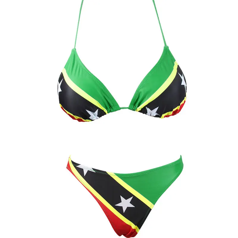 Women\'s Caribbean Flag Rasta Bikini Swimsuit Swimwear Bathing Suit