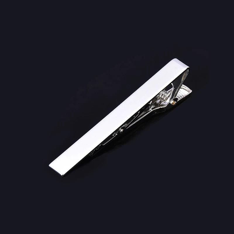 1 Piece Metal Silver Tie Clip 5.8cm For Men Wedding Necktie Tie Clasp Clip Gentleman Tie Bar Crystal Tie Pin For Mens Gift