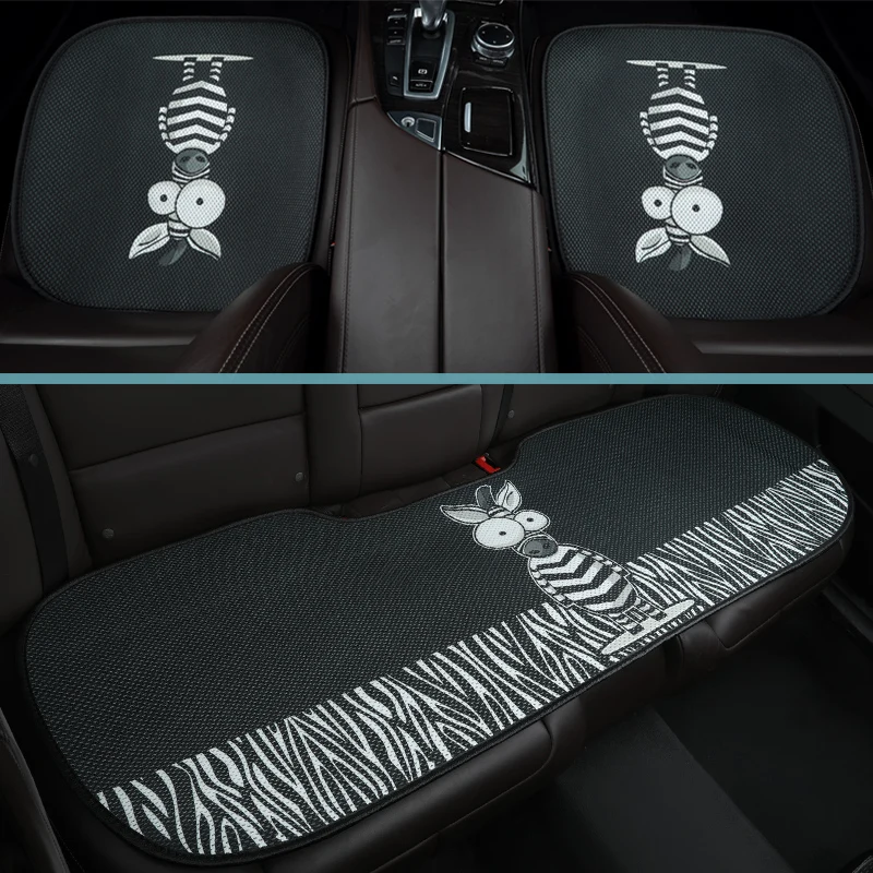 Car cushion cartoon car cushion four seasons universal ice silk three-piece cushion is simple