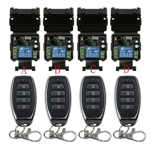 DC12V 24V 1CH Mini Wireless RF Remote Control Light Switch 10A Relay Output Radio Receiver Module+Transmitter Garage Doors/lamp