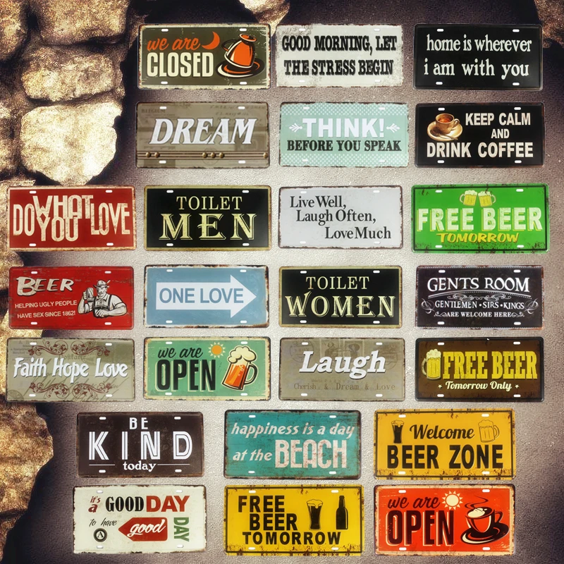 

Beer Zone Shabby Chic Motorcycle Metal Painting Vintage Car License Plate Bar Pub Home Wall Decor Metal Doorplate 30x15cm MN1