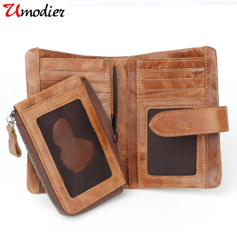 

High QualitId Slim Carteira Kawaii Mans Wallet RFID Leather Luxury Real Genuine Cowhide Purse Brand Male Credit&Id Car Wallet