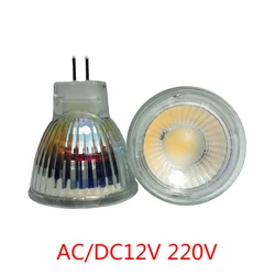 New Arrival MR11 COB reflektory Led szklany korpus GU4 lampa światła AC/DC12V 220V MR11 7W ściemniania żarówka LED z ciepłym światłem/zimna biała lampa