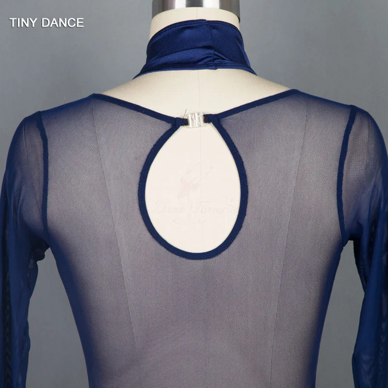 Child & Adult Navy Blue Long Sleeve Ballet, Lyrical and Contemporary Dance Costume Dress with Sexy Mesh Back 18709