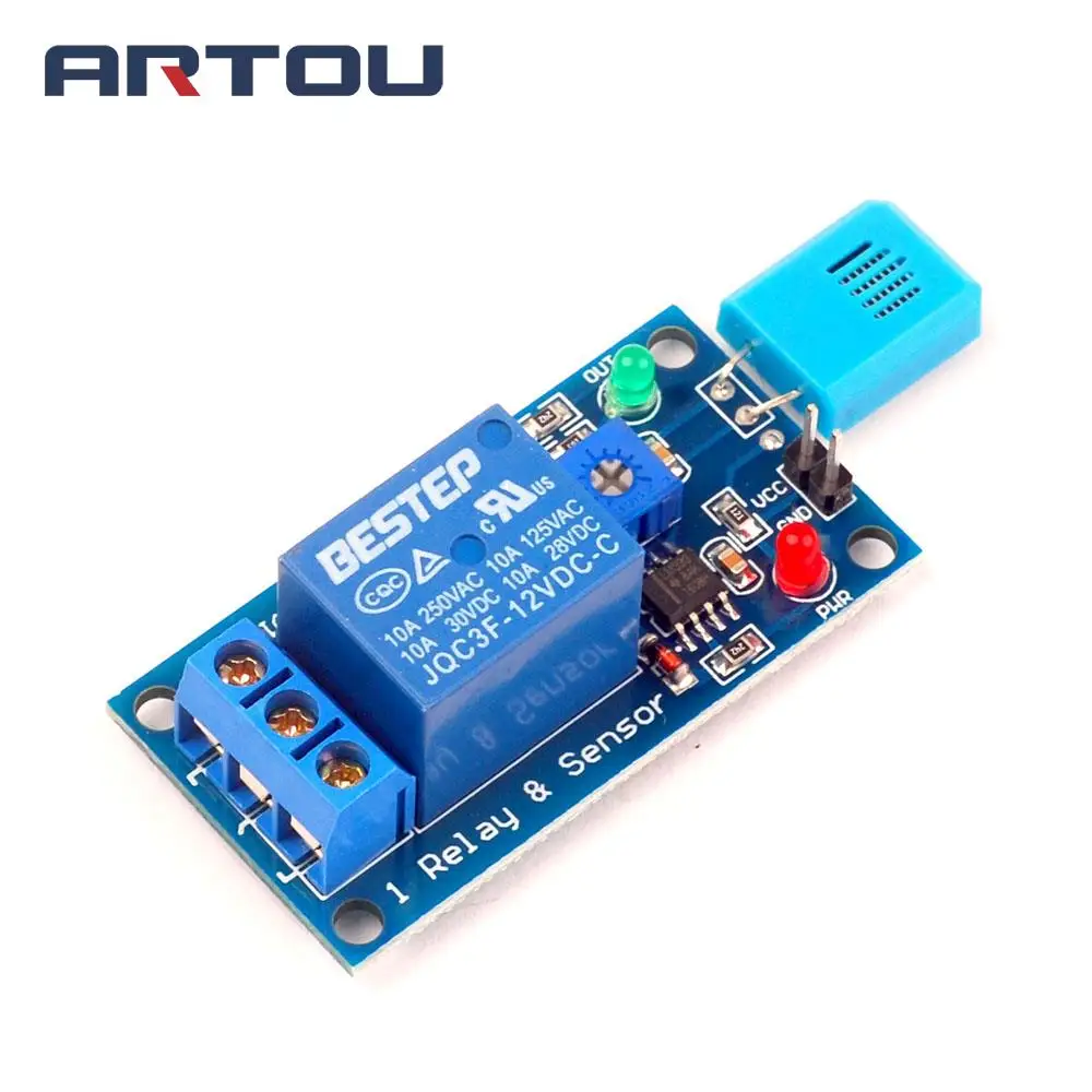 HR202 DC 12V 1 Channel 1CH 12V Humidity Sensitive Switch Relay Module Humidity Controller Humidity Sensor Module With Indicator