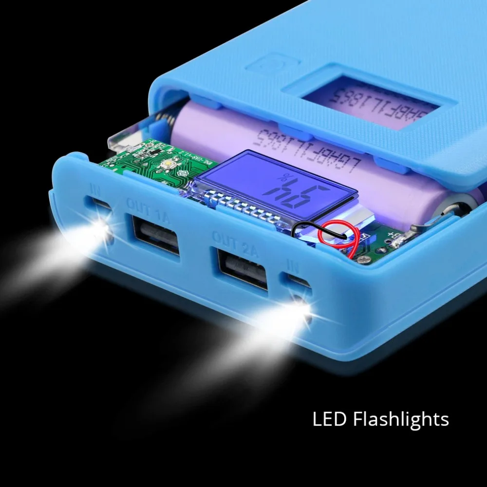 Power Bank DIY 18650 กล่อง DIY 8x18650 แบตเตอรี่แบบพกพาจอแสดงผล LCD Dual USB พอร์ต Powerbank Case กล่องแบตเตอรี่