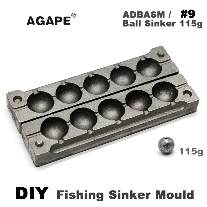 AGAPE DIY Fishing Ball Sinker Mould Casting Molds Form ADBASM/#9  115g 5 Cavities