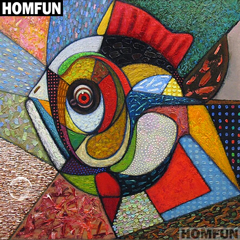 HOMFUN punta quadra/rotonda 5D pittura diamante DIY \