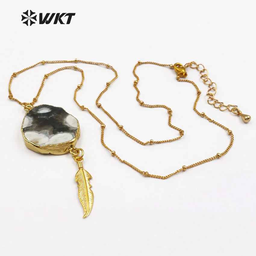 WT-N1131 NEW ARRIVALS!Fashion jewelry necklace random shape ocean stone charm unique design for women jewelry making