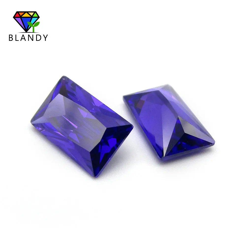 High Quality Violet CZ Stone 2x3mm~13x18mm Rectangle Shape Purple Cubic Zirconia Stone Synthetic Gems For Jewelry