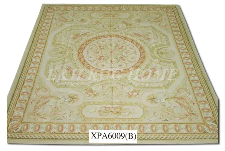 Free shipping 11.9'X18.4' Aubusson rugs Beige and madellian French style rugs Floral design big rugs