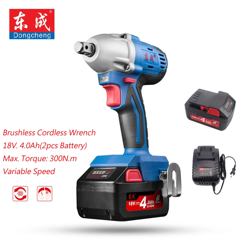 

18V Rechargeable Brushless Impact Wrench 4.0Ah Cordless Electric Wrench 300N.m M12-M18 Impact Wrench 1/2" (Gift 19/22mm Sleeve)