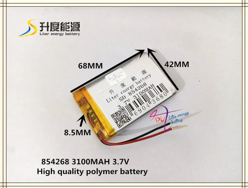 3.7V 3100mAh 854268 polymer lithium ion / Li-ion battery  for tablet pc power bank GPS mp4  toy car speaker