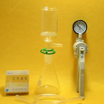 250ml,Suction Filtration Kit,ID 50mm Buchner Funnel,Glass Flask,Vacuum Pump