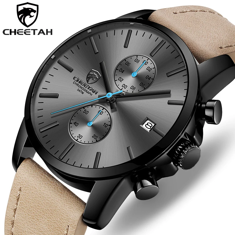 2021 männer Uhr CHEETAH Marke Mode Sport Quarz Uhren Herren Leder Wasserdichte Chronograph Uhr Business Relogio Masculino